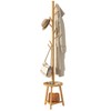 BMOSU Coat Rack freestanding Stand with 2 Shelves Bamboo Wooden
