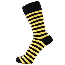 ZAKIRA Finest Combed Cotton Striped Dress Socks for Men, Women (Yellow/Black, UK 4-7)