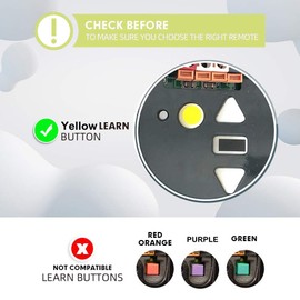 Universal Garage Door Opener Remote Compatible with Liftmaster Chamberlain Genie Craftsman Linear Wayne Dalton Overhead Door Garage Door Opener, Learn Button or Dip Switch, 2 Pack