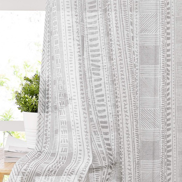 NICETOWN Open Linen Wave Sheer Living Room Curtains for Large