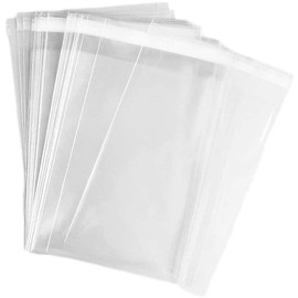 SOMIOCO 100 pcs Clear 4" x 6"(10 x 15cm) Self Seal Cello Cellophane Bags Resealable Poly Bags 2.8 mils for Cookie, Candy, Gift Bakery, Prints, Photos, Cards & Envelopes, Party Decorative
