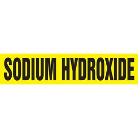 Accuform RPK645SSB Self-Stick "Sodium Hydroxide" Pipe Marker for 1-1/2" to 2" OD Pipe, Black on Yellow, 1-1/2" H x 8" W