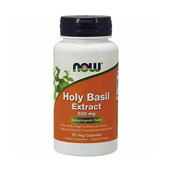 NEW Now Holy Basil Extract  Vegan/Vegetarian Non-GMO 500 mg 90 Veg Capsules
