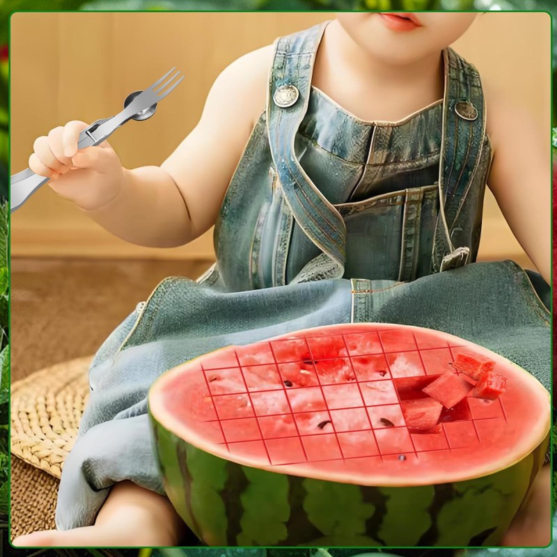 2Pcs Watermelon Slicer Tool Fork 3-In-1 Fruit Fork Fruit Cutters