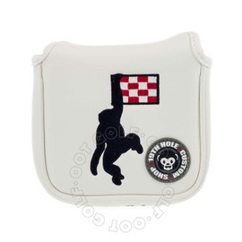 19th Hole Custom Shop Dancing Monkey High MOI Mallet Putter Headcover, Heel Shafted, White