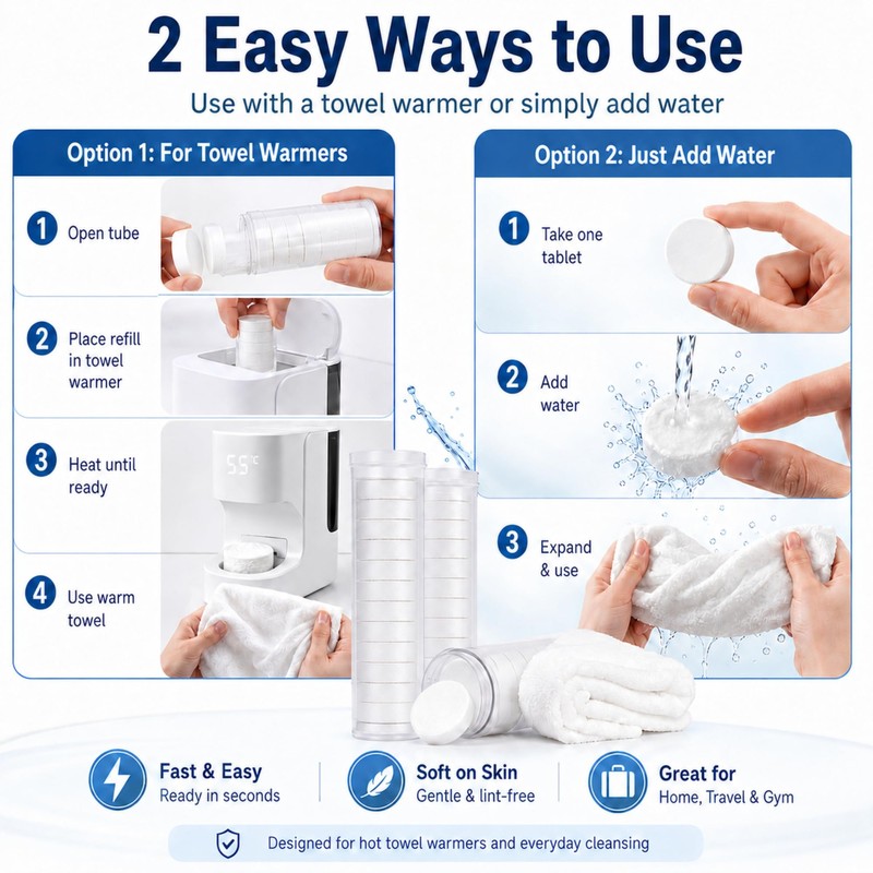 ASHIEE Hot Towel Warmer Refills, 80 Pcs Disposable Compressed Towels