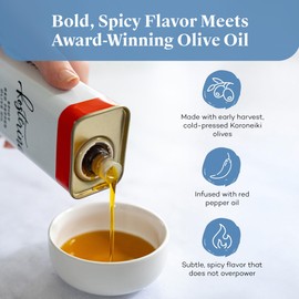 Kosterina Spicy Red Pepper Olive Oil Tin | Polyphenol Rich Greek Olive Oil, Cold-Pressed from Early Harvest Koroneiki Olives | Infused with Red Pepper for Bold Flavor | Product of Greece (16.9 oz)