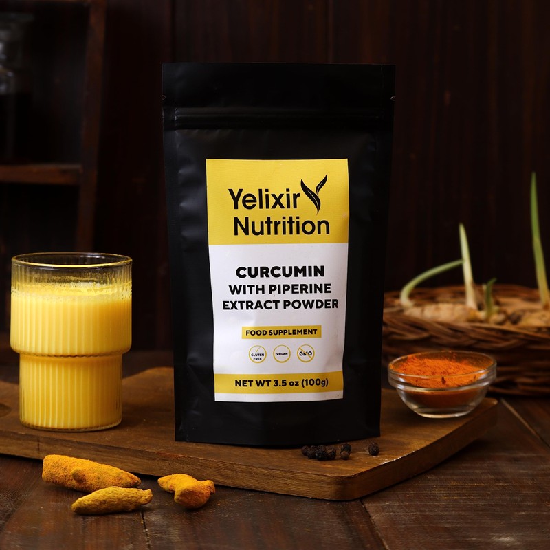 Yelixir Nutrition 95% Curcumin Extract with Piperine Extract Powder 100