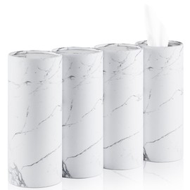 JUSTTOP Car Tissue Holder,Car Travel Kleenex Cup Holder with 4 Pack Facial Tissues,Convenient Tissue Bag,Car Accessories Interior for Women and Man 4 Canisters White