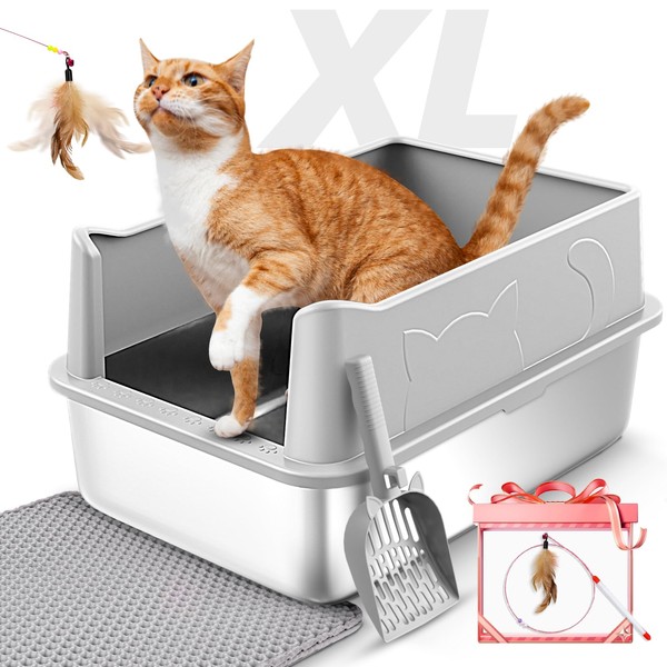 Stainless Steel Litter Box,XXL Extra Large Litter Box for Big