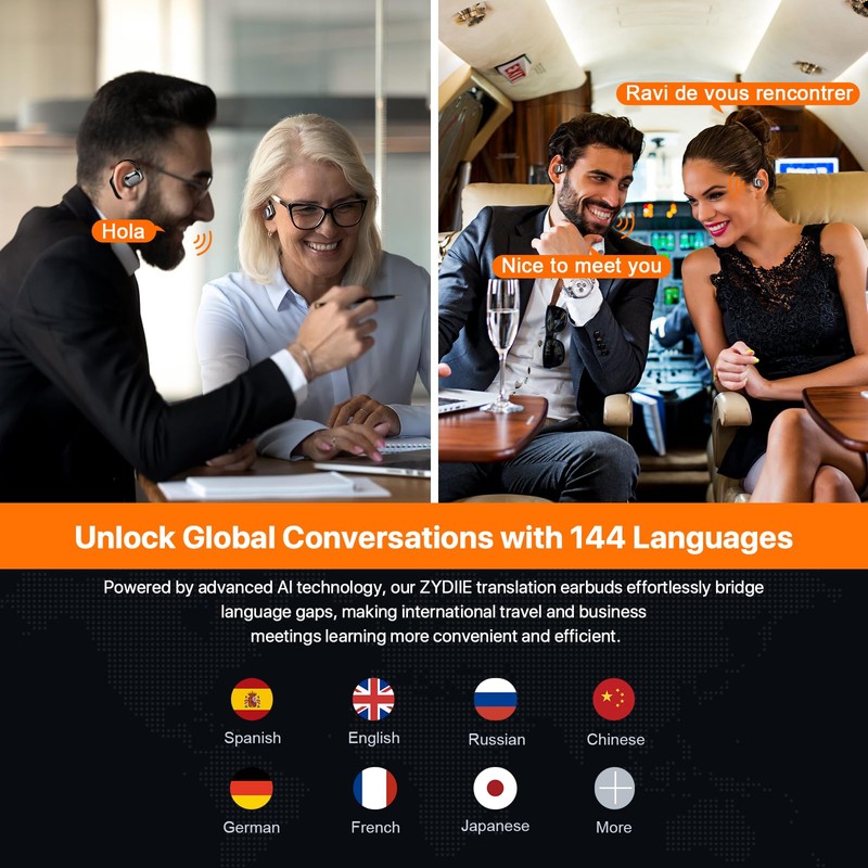 AI Translation Earbuds Real Time for iPhone and Android, 144