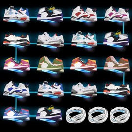 DILIBRA Set of 18 Floating Shoe Display Shelf with Lights, Glow Color Changing Clear Acrylic Shoe Shelf for Wall, Levitating Sneaker Shelves Wall Mount for Display Your Top Shoes Collection