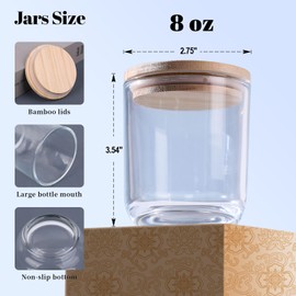 LETINE 8oz Glass Candle Jars with Lids - 12pcs Set for Candle Making, Versatile Storage of Herbs, Sugar Scrubs - Ideal Containers for DIY Gifts, Empty Candle Jars Kit with High Clarity & Durability