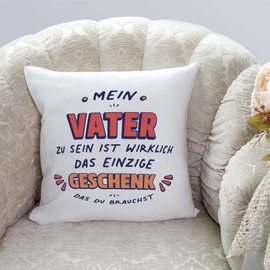 MUGFFINS FATHER/DAD Cushion Padding included - in German - Geschenk das du Brauchst - Funny gift - Pillow: cover and filling 15.7x15.7 inches