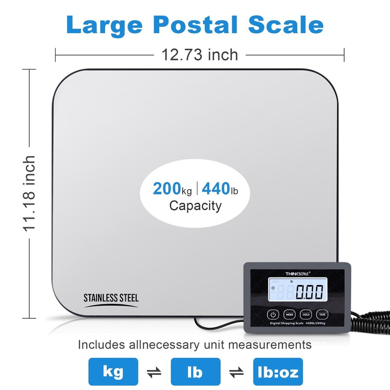 THINKSCALE 440lb Digital Shipping Scale, 1oz Accurate Postal Scale