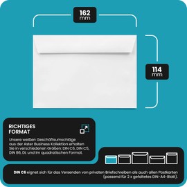 Netuno White Envelopes DIN C6 114 x 162 mm 120 g Aster Business Envelopes Without Window Peel and Seal Business Envelopes Premium Paper Letter Envelopes White C6 Elegant Envelopes Pack of 100