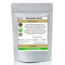 Rhubarb Root Capsules 500mg 100% Pure No Additives, High Strength (90)