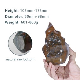 KYEYGWO Ocean Jasper Crystal Obelisk Tower for Shelf Desk Decor, Flame Shaped Crystals and Healing Stones for Positive Energy 1.32-1.76 LBS