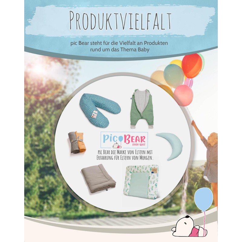 pic Bear Wickelauflagen Bezug 75x85cm - 100% Musselin Baumwolle, Elastischer
