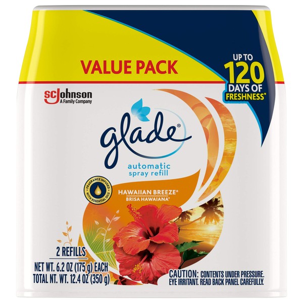 Glade Automatic Spray Refill Hawaiian Breeze, Air Freshener Spray, 6.2 oz, Pack of 2