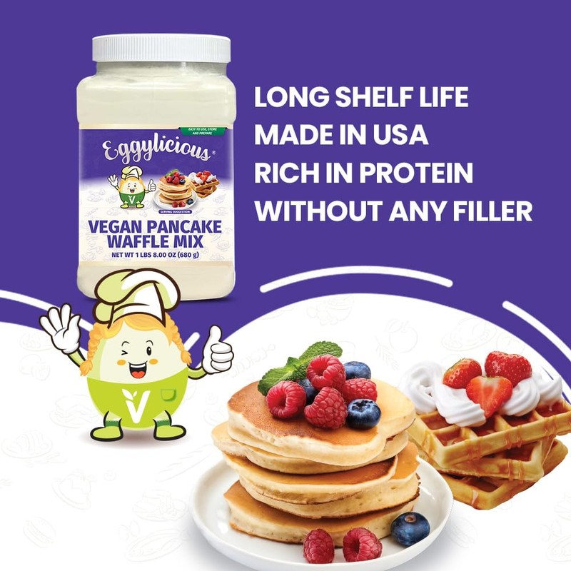 Eggylicious Vegan Pancake/Waffle Mix | Protein & Fibre Rich Gluten
