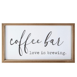 VILIGHT Farmhouse Coffee Bar Sign - Love Is Brewing - 16" x 9" MDF Wood - Wall Mount or Freestanding