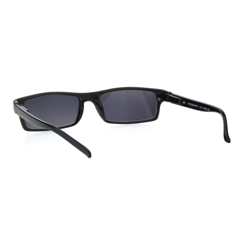 SA106 Mens Narrow Rectangular Plastic Powered Reader Lens Reading Sunglasses