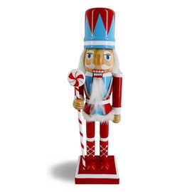 Nutcracker Ballet Gifts, Nutcracker Christmas Ornaments, Wooden Figure Decoration with Fun Candy Cane Uniform, Holiday Home Decor, Ideal Xmas Ornament, 10 Inch, Nutcracker Soldier 2