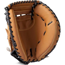 HolyElks Baseball Catcher Glove,Baseball and Softball Catcher's Mitt for Kid Youth Aldult (Brown)
