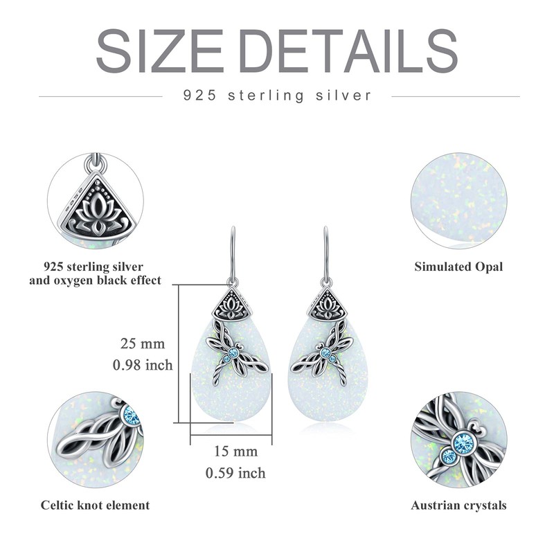 Pendientes de plata de ley con diseño de libélula celta,
