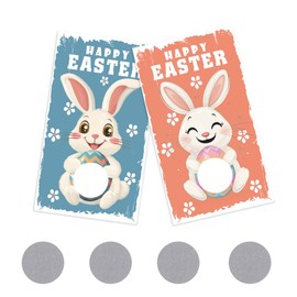 PLIGREAT 120 Pack Easter Bunny Scratch Off Cards Cute Bunny DIY Your Own Scratch Off Crads with Stickers Scratch to Win Tickets DIY Coupon Cards for Small Business Promotion Easter Day Party Supplies