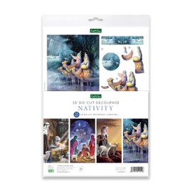 Katy Sue 'Nativity' 3D Die-Cut Decoupage (12-Sheet Pack) for Christmas Card Making - Featuring Images of the 3 Wise Men, Stable, Shepherds, Manger & The Baby Jesus.