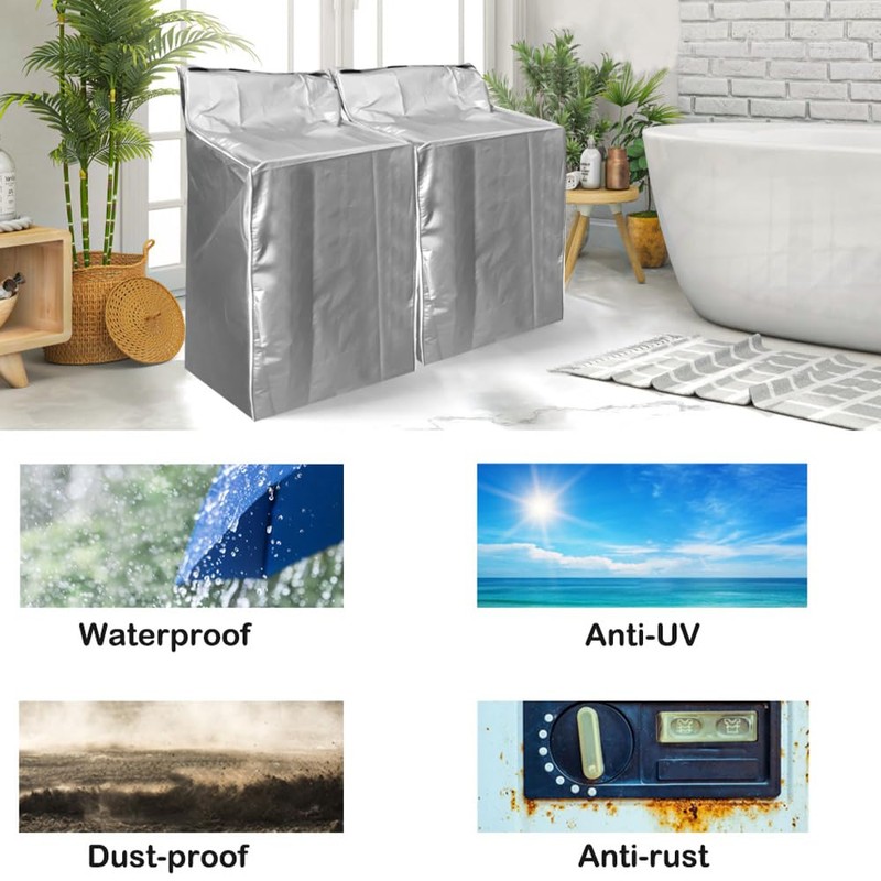 MRPAPA 2Pack Washing Machine Covers，Waterproof Dustproof Laundry Dryer Protect Cover,