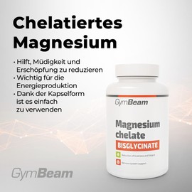 GymBeam GymBeam Chelatiertes Magnesium - Hochdosierte Kapseln, 225mg pro Tagesdosis, untersttzt Muskelfunktion, geistige Gesundheit & Nervensystem, reduziert Mdigkeit (180 caps)