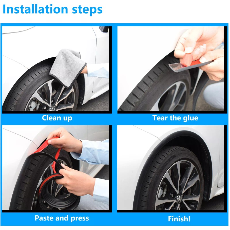 Xukey Fender Flares 10' Car Wheel Eyebrow Arch Extension Protector