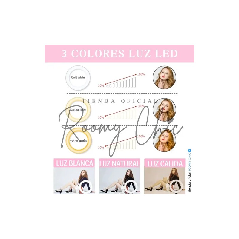 Aro Luz Profesional 10 Led Para Maquillaje Fotografía Tripie
