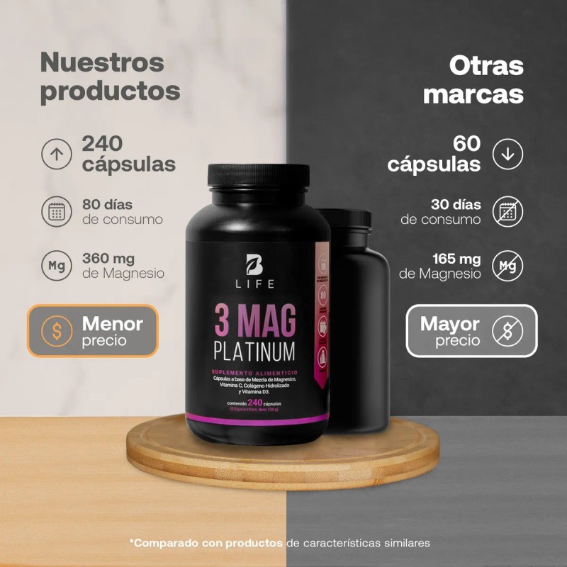 Mezcla De Magnesios De 240 Cáp. 3 Mag Platinum. B