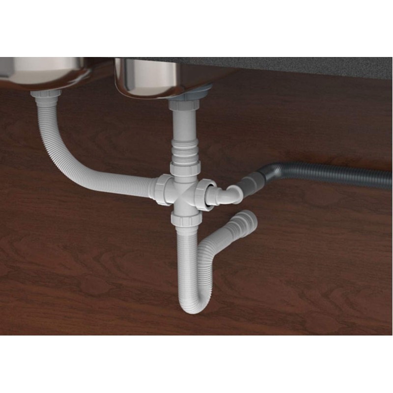 Flexible P-Trap for 1-1/2" Drain Pipes (White - 24 Inch