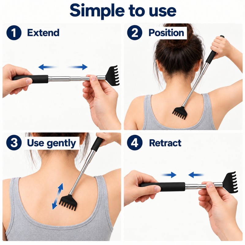 1PCS Adjustable Back Scratcher Steel Back Massage Telescopic Anti Itch