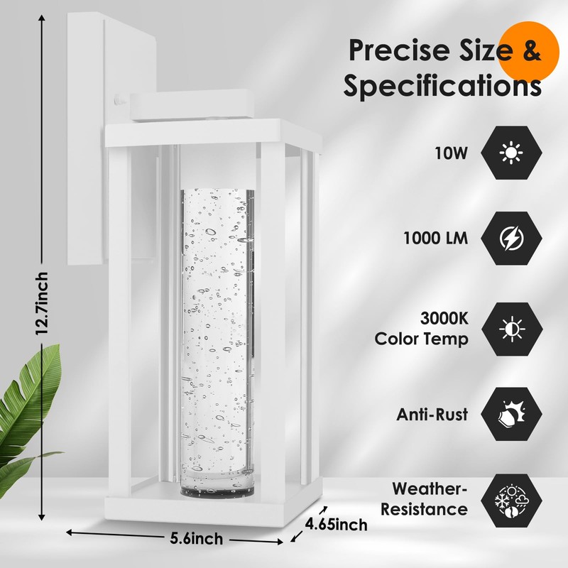 2-Pack Outdoor Wall Light Fixture, Exterior Waterproof Wall Lantern Sconce