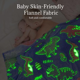 UOFON Dinosaur Gifts Toys for Kids Boys - Glow in The Dark Dinosaur Blanket Teen Girls Birthday for Age 2 3 4 5 6 7 8 9 10 Years Old Children Adults Throw 50"x60" Inches