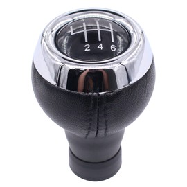 HouYeen 6 Speed Gear Shift Knob Leather for M-ini Cooper R55 R56 R57 R58 R59 R60 R61 Black & Silver