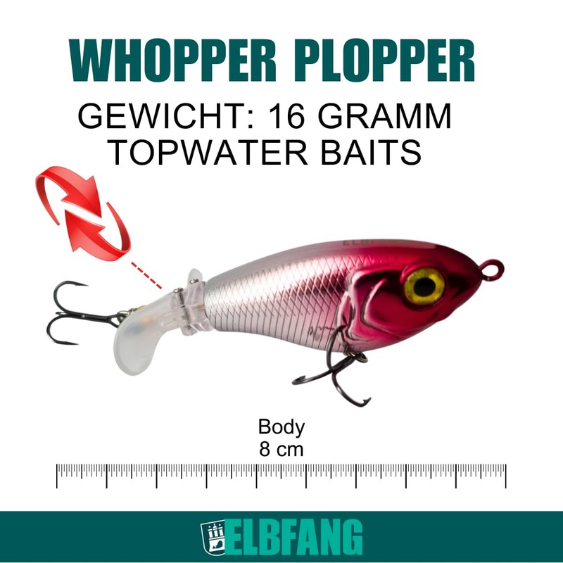 ELBFANG Topwater Artificial Bait Set, Popper, Stickbaits, Surface Bait, Whopper
