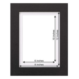 Fabian Clarke London® Picture Photo Frame Black 12x8 with White 10x6 Mount to Hang Portrait or Landscape