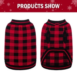 Dog Winter Jumper Classic Plaid Dog Knitwear Sweater Soft Baseball Shirt Design for Pet Cold Weather Wearing