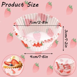 Cupcake Liners for Baking, 100-Count Food Grade Cupcake Cups, Standard Odorless Muffin Baking Cups Cupcake Wrappers, Non-Stick Strawberry Printing Baking Cup Paper for Wedding Birthday Party Festival