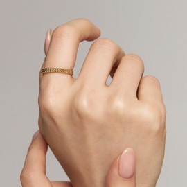 Gold&Dear 14KGP Bubble Layered Slim Ring White Gold L (No. 13) / 골드앤디어 14KGP 버블 레이어드 슬림 반지 화이트골드  L(13호)