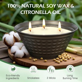 Citronella Candles Outdoor - Large 23oz Citronella Candles Outdoor with Lid,3 Wick Summer Candle Bulk for Patio Home Garden Yard Camping Party Outside Indoor Decorative,Long Burning Time