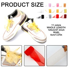 12 Pairs Flat Snow Yarn Shoelaces, Soft Silk Satin Shoe Laces Fashion Ribbon Shoestrings Colorful Shoe Ties (11 Colors), Multi, 1