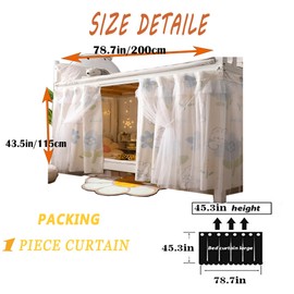 Qubanda Dorm Home Bunk Nets Bed Curtains Cloth Bed Canopy Blackout Men Women Shading Nets Breathable Dustproof Single Sleeper